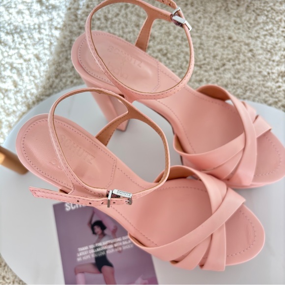 NEW IN BOX SCHUTZ x BALA Blush Pink Platform Heels Pumps SZ 8B - Picture 8 of 16